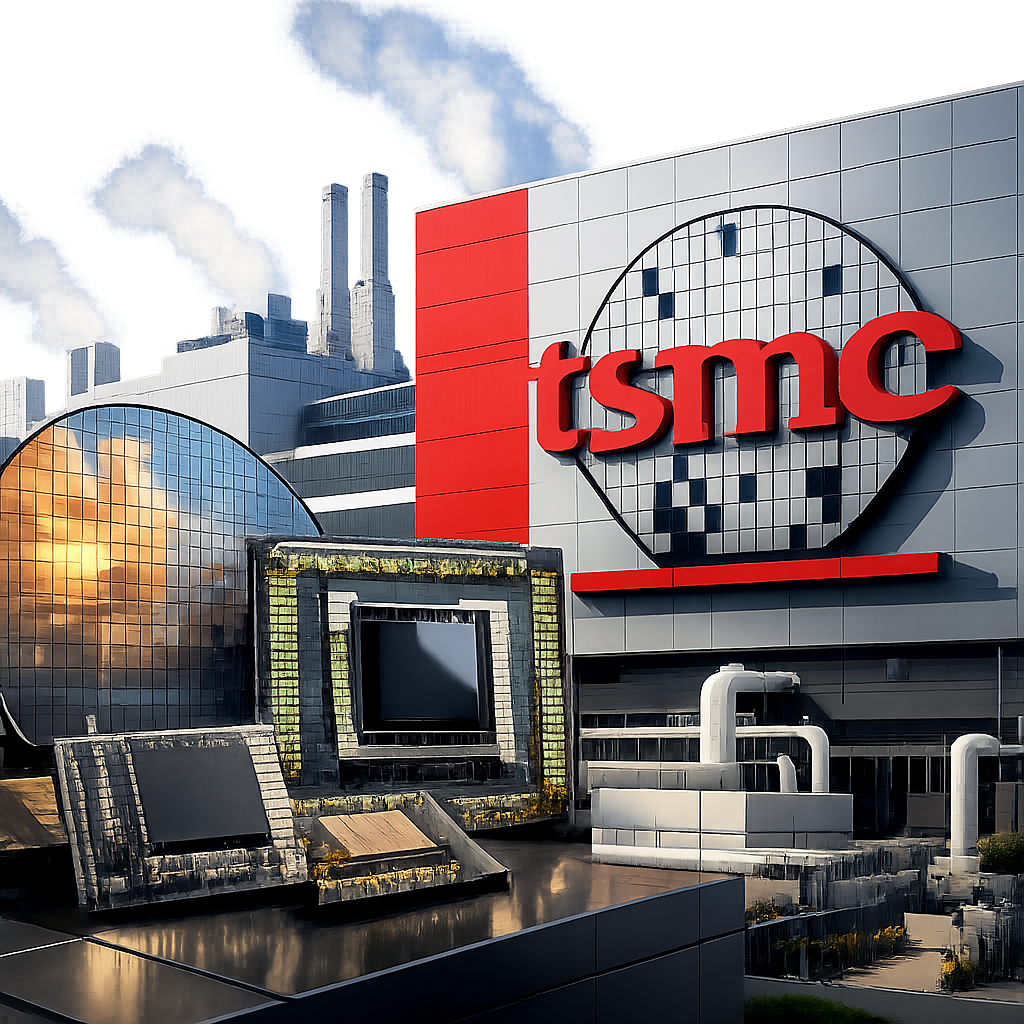 TSMC semiconductor plant with large wafers and industrial building