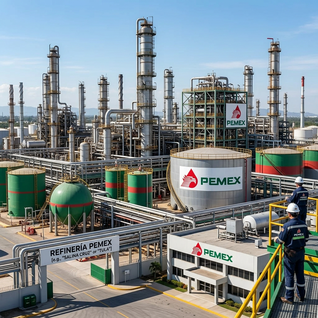 Woman speaking at podium during energy policy press conference with activists holding protest signs