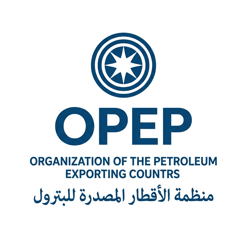 OPEC logo with a central star and concentric circles above the organization name in English and Arabic