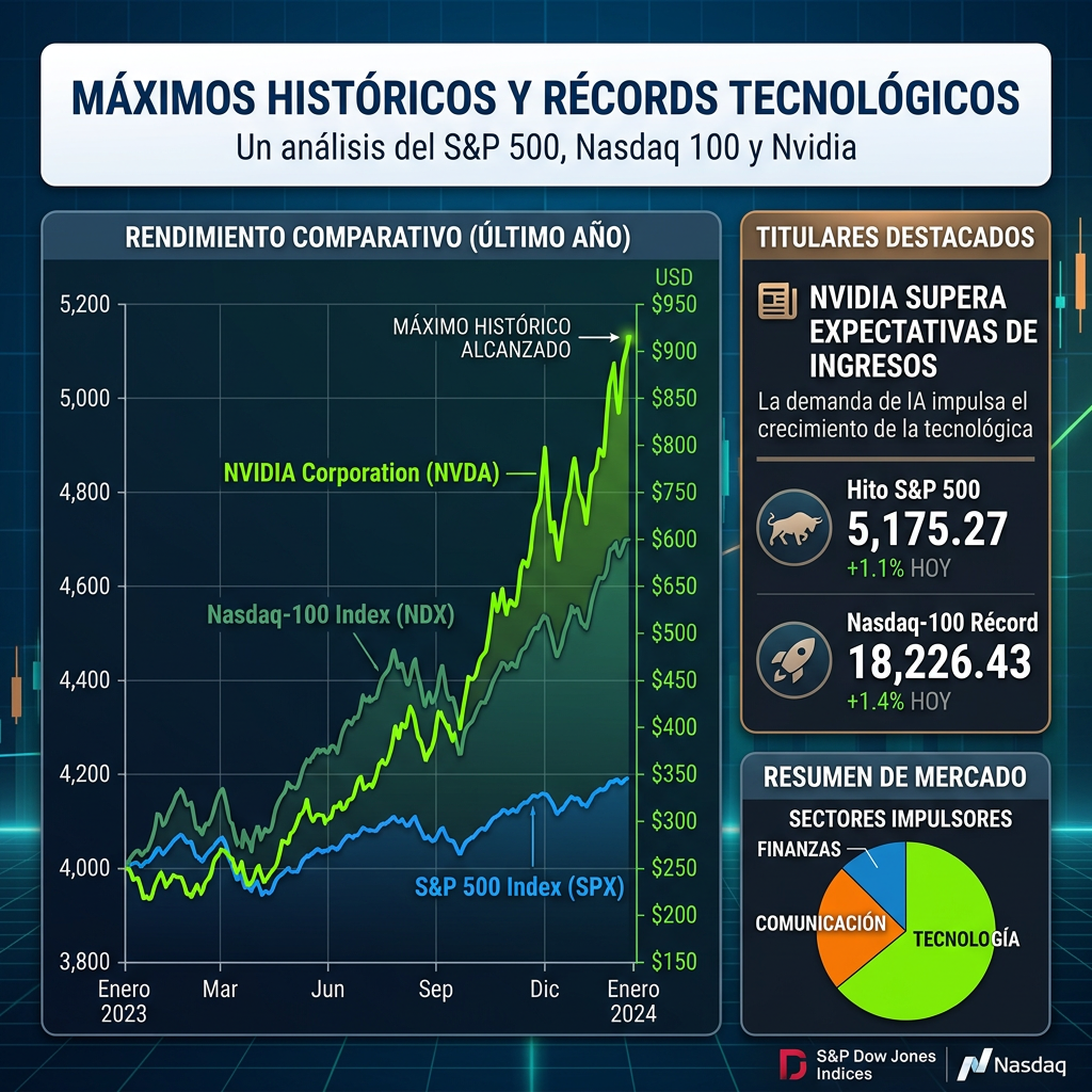 Line chart comparing Nvidia, Nasdaq-100, and S&P 500 index performance over one year