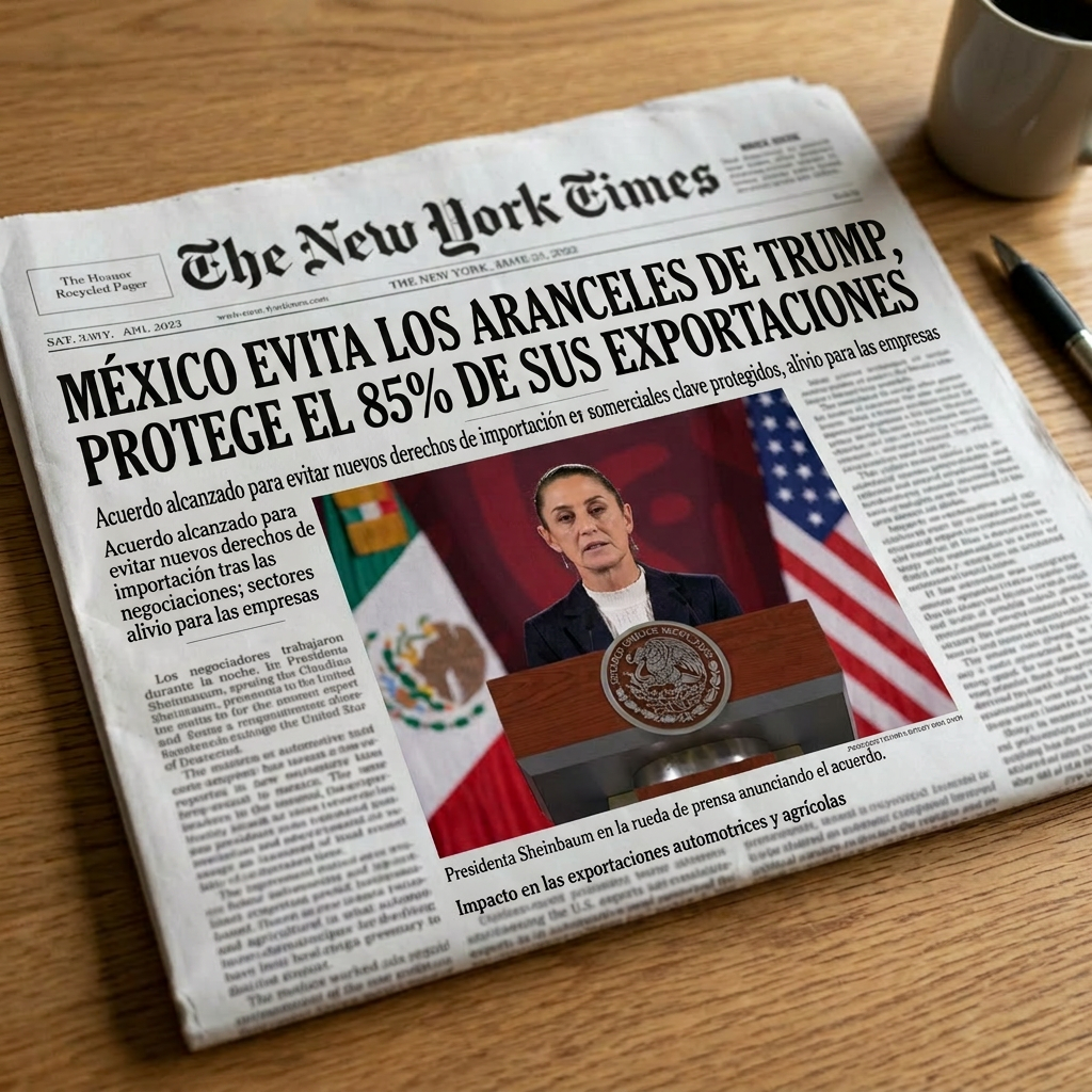 MÉXICO LIBRARÍA NUEVOS ARANCELES DE TRUMP EN 85% DE SUS EXPORTACIONES A EU.