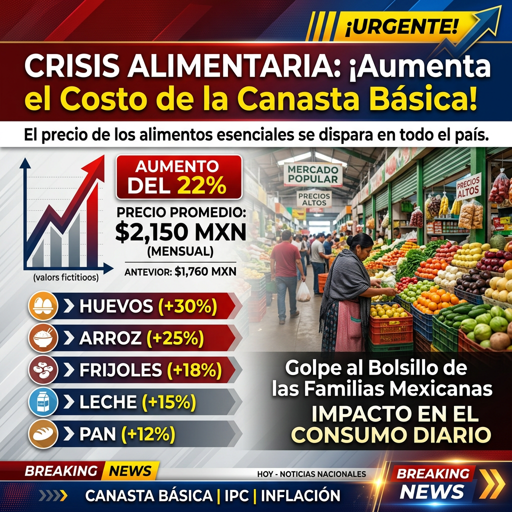 SUBE CANASTA BÁSICA EN JUNIO, LLEGA A $2,132.