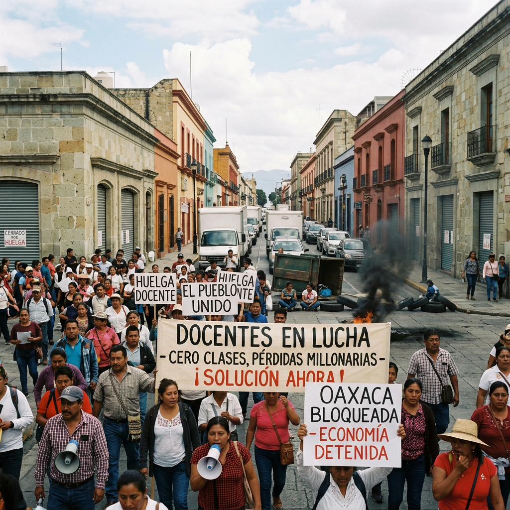 REPORTAN PÉRDIDAS POR 2,500 MDP EN OAXACA POR BLOQUEOS DE DOCENTES.
