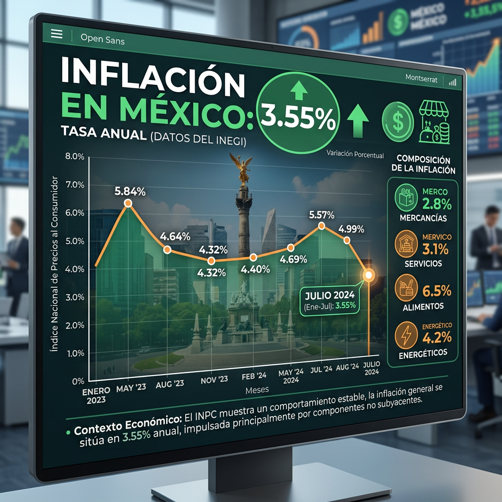 INFLACIÓN EN MÉXICO SE MODERA A 3.55 POR CIENTO, SU MENOR NIVEL DESDE OCTUBRE.