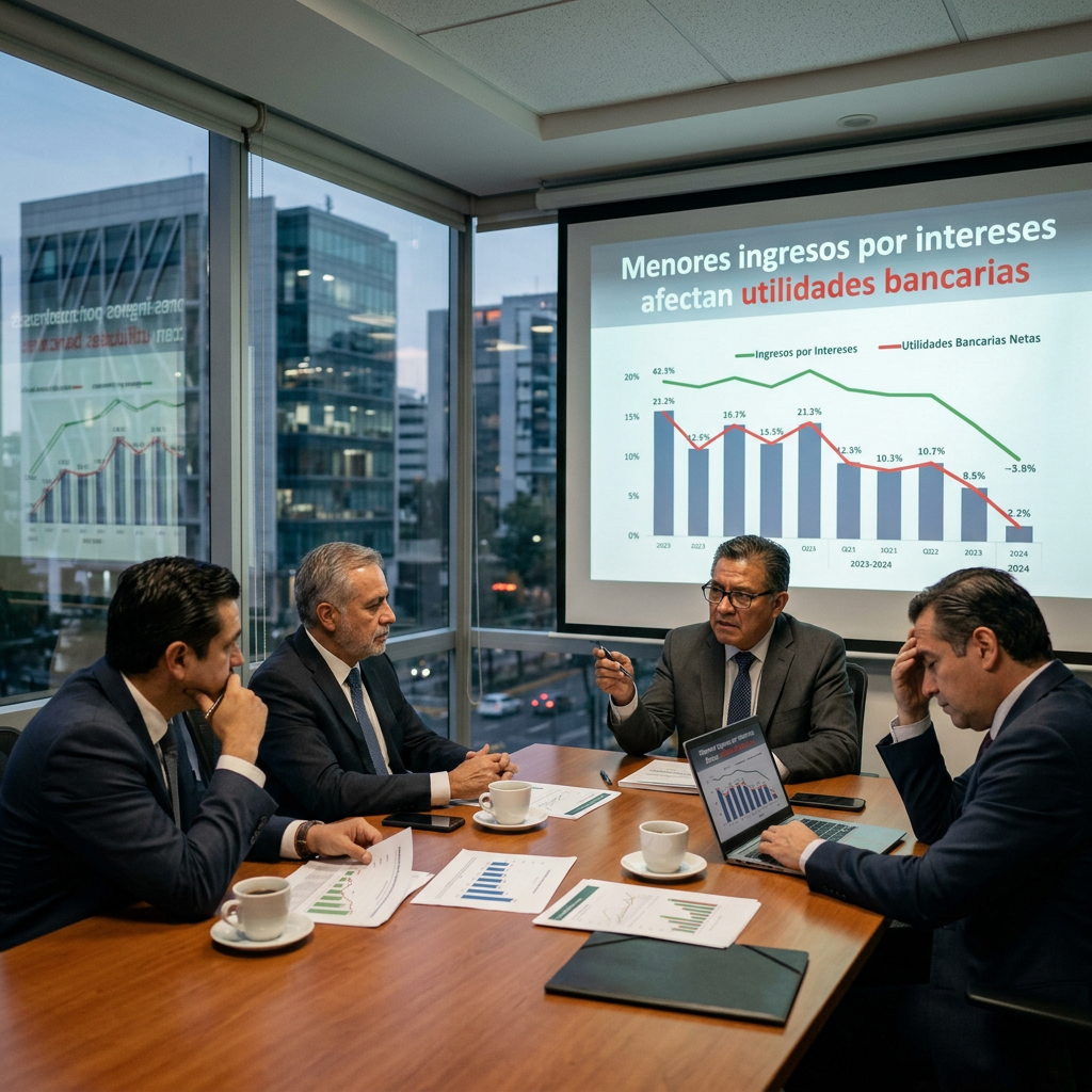 MENORES INGRESOS POR INTERSES IMPACTAN DINAMISMO EN LAS UTILIDADES DE LA BANCA.