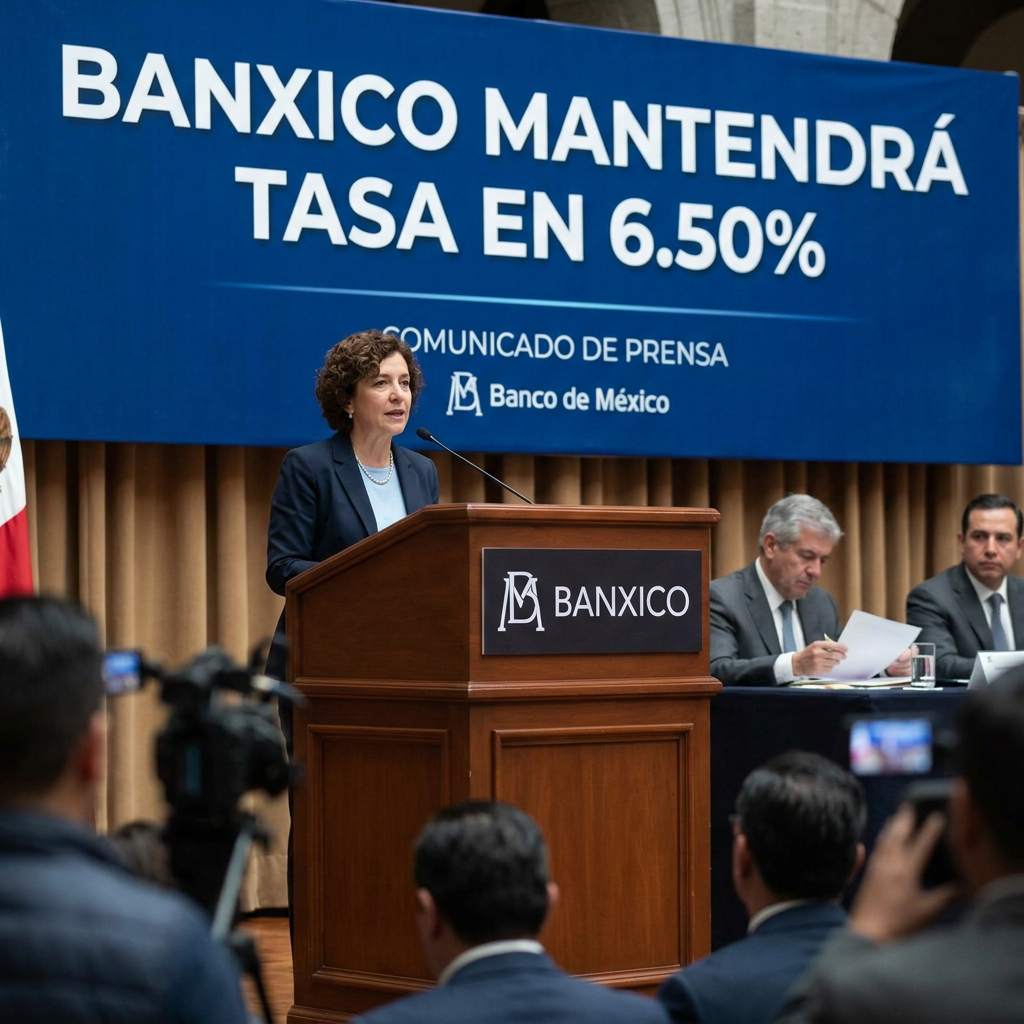 “BANXICO MANTENDRÁ TASA EN 6.50%.”