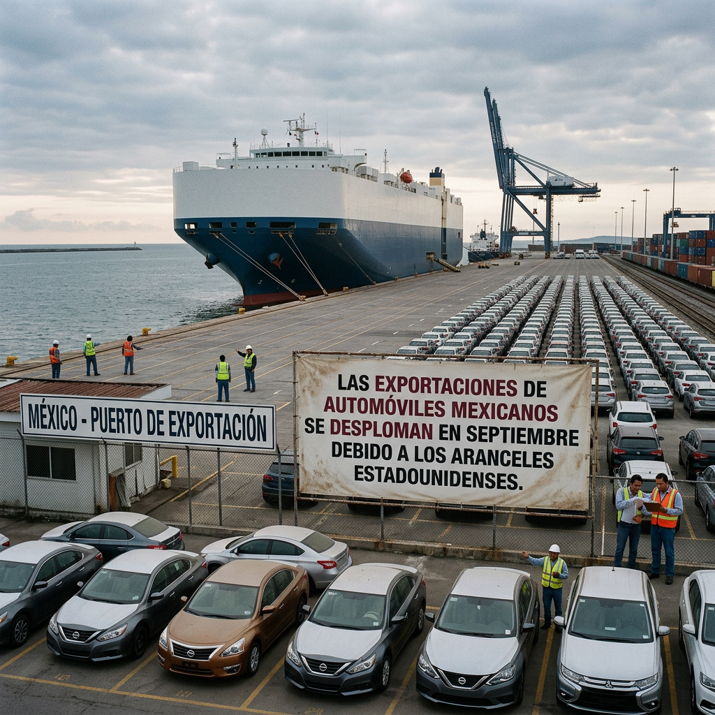 LAS EXPORTACIONES DE AUTOMÓVILES MEXICANOS SE DESPLOMAN EN SEPTIEMBRE DEBIDO A LOS ARANCELES ESTADOUNIDENSES.