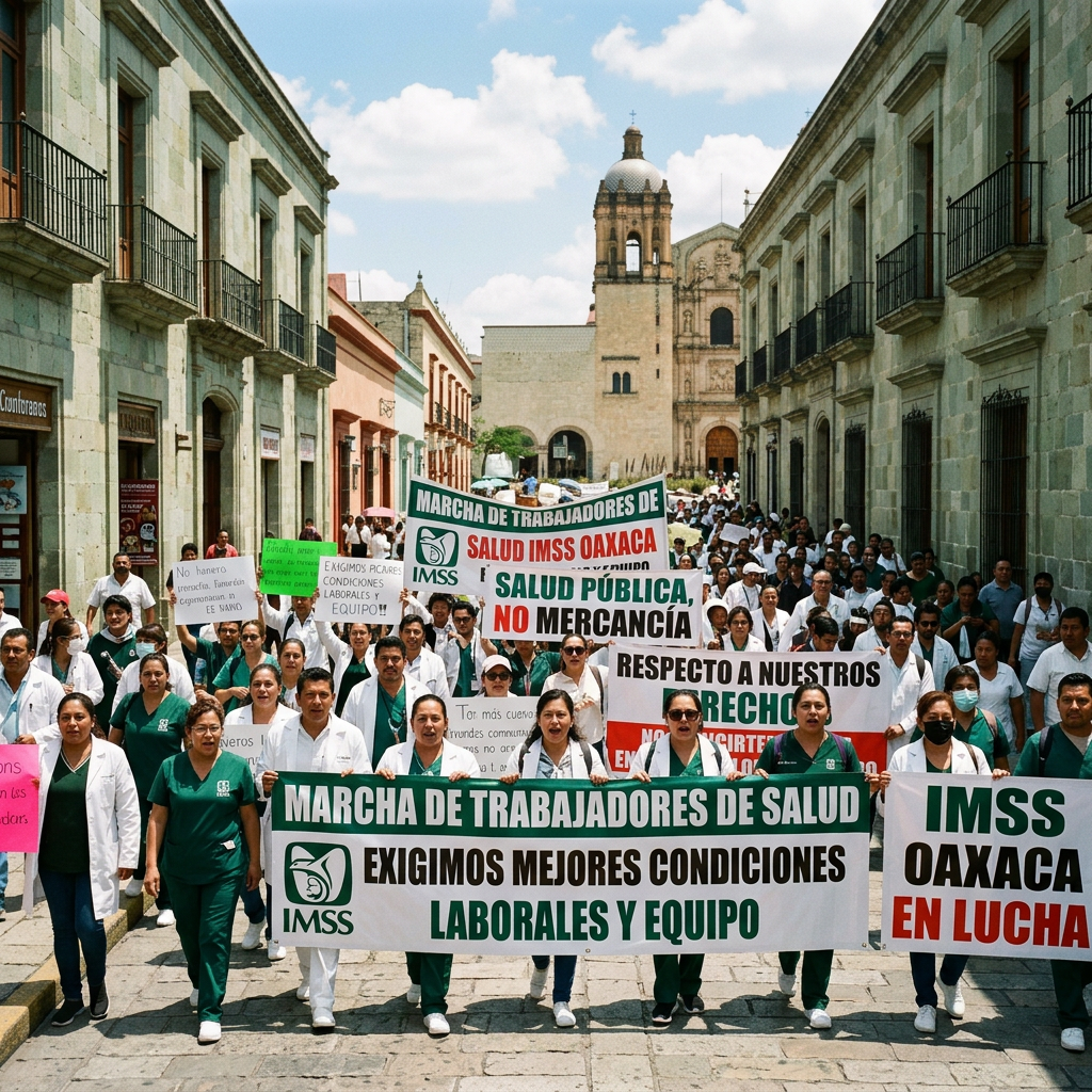 MARCHAN EN OAXACA Y EL PAÍS PARA RESCATAR AL IMSS.